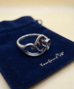 Vintage 1990s Soviet 925 Silver Double Heart Openwork Ring Size P~207