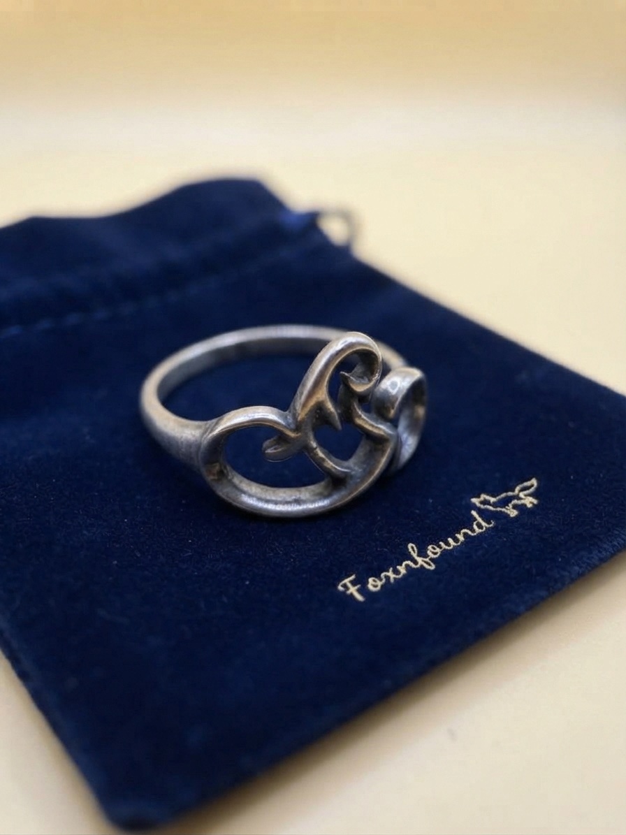 Vintage 1990s Soviet 925 Silver Double Heart Openwork Ring Size P~207