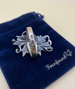 Vintage 90s Post-Soviet 925 Silver Leaf Berry Statement Ring Size P US 7.5