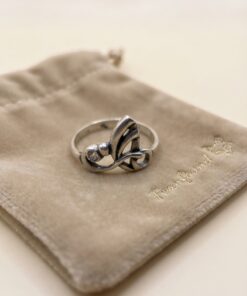 Vintage 90s Sterling Silver 925 Butterfly Ring Cubic Zirconia UK Size L~227