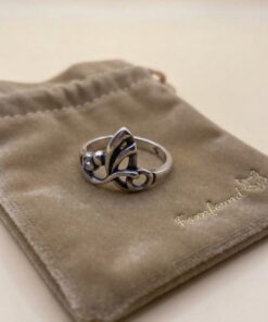 Vintage 90s Sterling Silver 925 Butterfly Ring Cubic Zirconia UK Size L~227