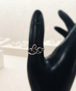 Vintage 1990s Soviet 925 Silver Double Heart Openwork Ring Size P~207