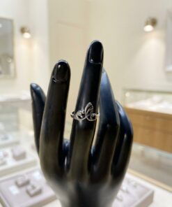 Vintage 90s Sterling Silver 925 Butterfly Ring Cubic Zirconia UK Size L~227