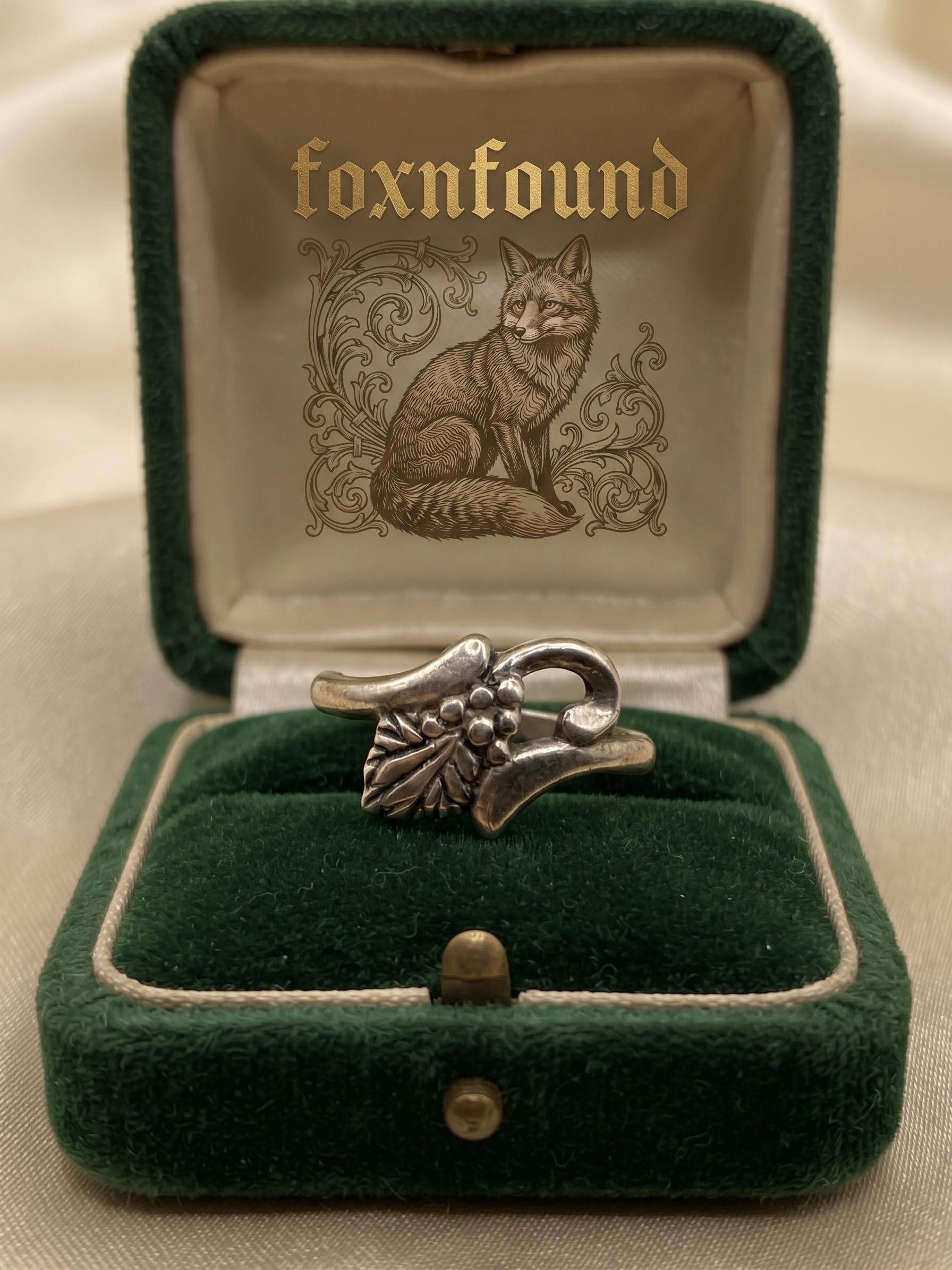 Vintage Ukrainian 925 Silver Grape Vine Leaf Bypass Ring Size N~230