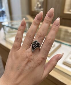 Vintage 1970s Soviet USSR 925 Silver Niello Ring Size N Wing Design~230
