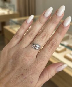 Vintage Ukrainian 925 Silver Grape Vine Leaf Bypass Ring Size N~230