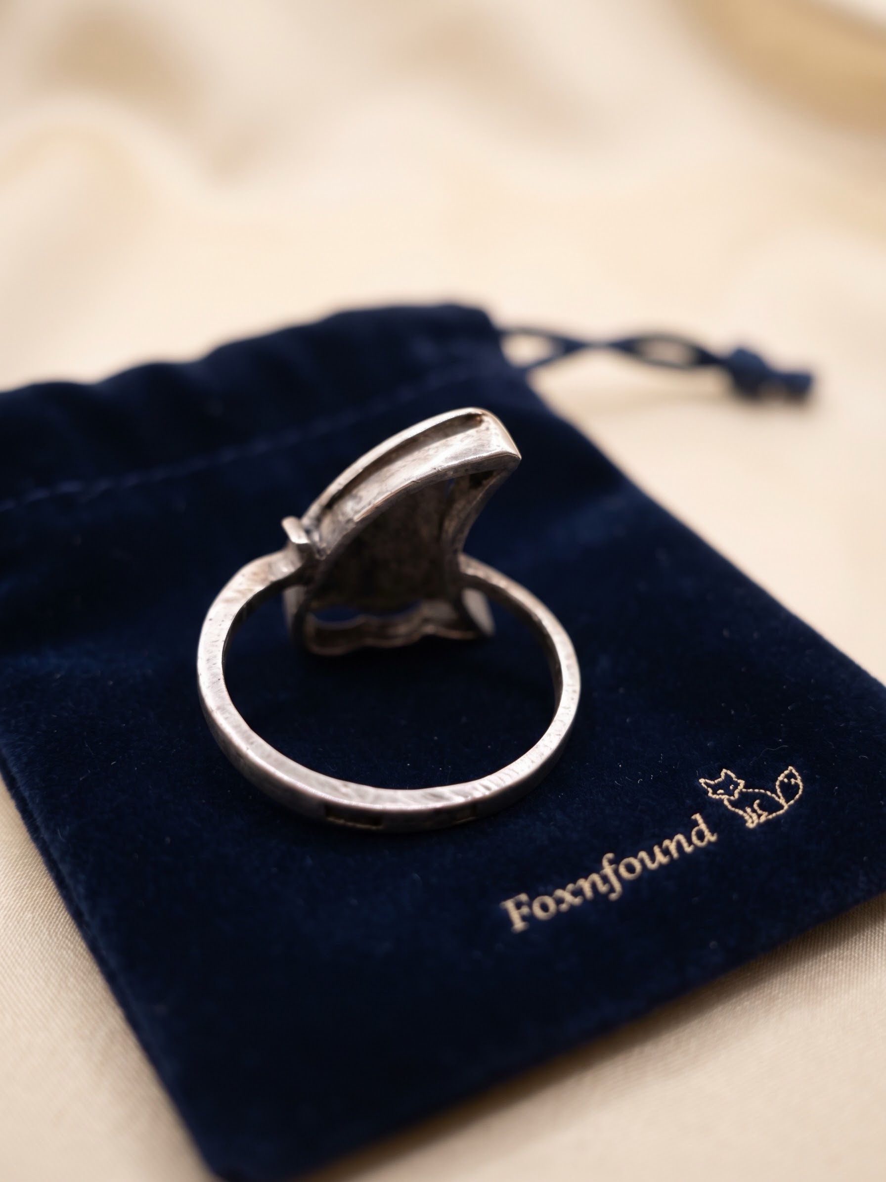 Vintage 1970s Soviet USSR 925 Silver Niello Ring Size N Wing Design~230