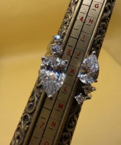 Silver Cubic Zirconia Pear Cut Toi Et Moi Open Ring UK Size K½ Adjustable~228