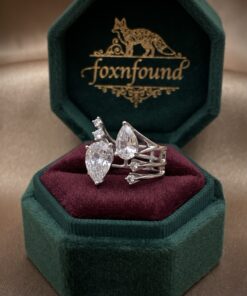 Silver Cubic Zirconia Pear Cut Toi Et Moi Open Ring UK Size K½ Adjustable~228
