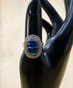 RRP £65 Silver 925 Dichroic Glass Blue Statement Ring Size P½ US 8~230