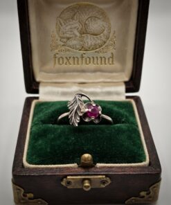 RRP £60 Vintage Soviet 875 Silver Ruby Flower & Leaf Ring UK Size L~228