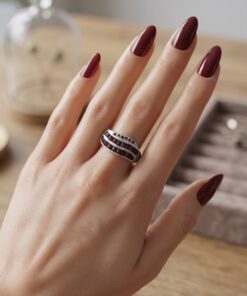RRP £70 Vintage 925 Sterling Silver Garnet Channel Set Wave Ring Size Q~228