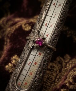 RRP £60 Vintage Soviet 875 Silver Ruby Flower & Leaf Ring UK Size L~228