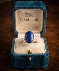 925 Sterling Silver Blue Lapis Lazuli Oval Cabochon Ring Size R ~231