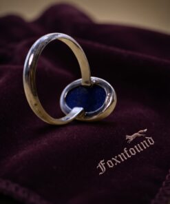 925 Sterling Silver Blue Lapis Lazuli Oval Cabochon Ring Size R ~231