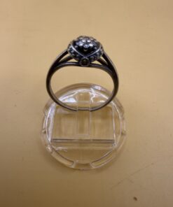 Vintage 925 Sterling Silver Cubic Zirconia Cluster Ring Size M Bombe Dome~231
