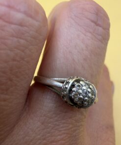 Vintage 925 Sterling Silver Cubic Zirconia Cluster Ring Size M Bombe Dome~231