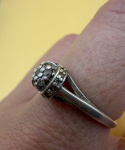 Vintage 925 Sterling Silver Cubic Zirconia Cluster Ring Size M Bombe Dome~231