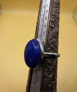 925 Sterling Silver Blue Lapis Lazuli Oval Cabochon Ring Size R ~231