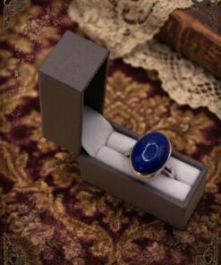 925 Sterling Silver Blue Lapis Lazuli Oval Cabochon Ring Size R ~231