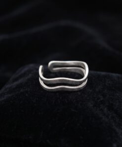 925 Sterling Silver Italian Open Wave Ring Size L½ Adjustable Double Band~231