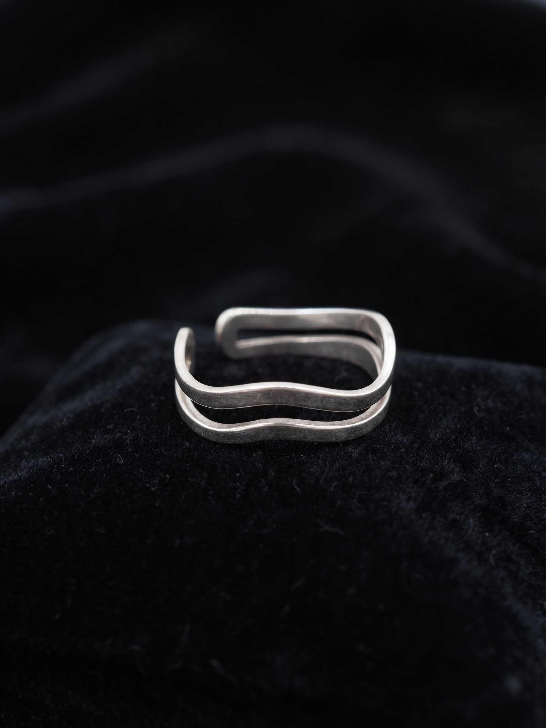 925 Sterling Silver Italian Open Wave Ring Size L½ Adjustable Double Band~231