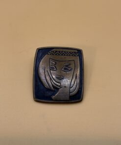 Vintage Mid-Century Brass Brooch Stylised Woman Face Soviet Era 3cm