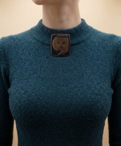 Vintage Mid-Century Brass Brooch Stylised Woman Face Soviet Era 3cm