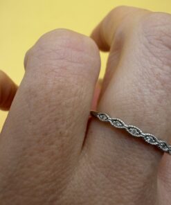 Silver Half Eternity Ring Clear Cubic Zirconia Marquise Milgrain Size P½~233