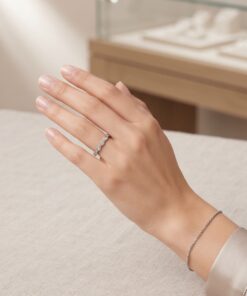 Silver Half Eternity Ring Clear Cubic Zirconia Marquise Milgrain Size P½~233