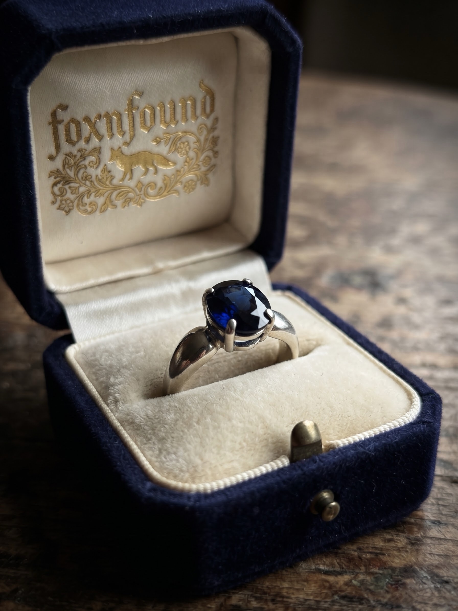 Ukrainian Sterling Silver 925 Blue Lab Sapphire Solitaire Ring Size P-237