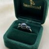 925 Sterling Silver Black Freshwater Pearl Trilogy Ring Size UK P1/2~222