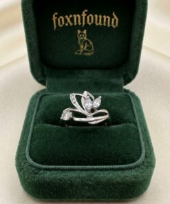 925 Sterling Silver Lotus Crown Ring CZ Size J½ US 5 Vintage~222
