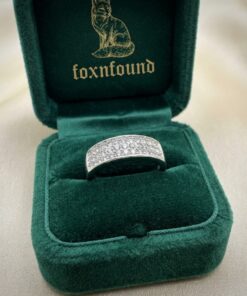 Womens 925 Sterling Silver 3 Row Crystal Pave Band Ring Size O UK 3.93g
