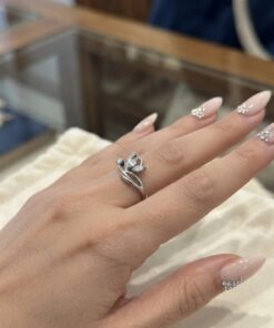 925 Sterling Silver Lotus Crown Ring CZ Size J½ US 5 Vintage~222