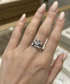 925 Sterling Silver Lotus Crown Ring CZ Size J½ US 5 Vintage~222