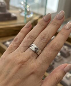 Vintage Soviet USSR 916 Silver Ring Size R 2g Cut-Out Engraved Band~220