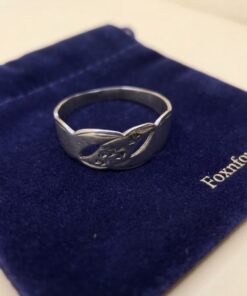 Vintage Soviet USSR 916 Silver Ring Size R 2g Cut-Out Engraved Band~220