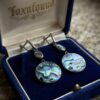 Abalone Paua Shell Drop Earrings Silver Tone Dangle English Lock 5cm~215