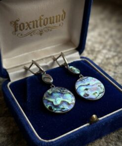 Abalone Paua Shell Drop Earrings Silver Tone Dangle English Lock 5cm~215