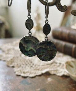 Abalone Paua Shell Drop Earrings Silver Tone Dangle English Lock 5cm~215