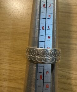 Vintage Silver 925 Wide Band Ring Embossed Circle Pattern UK Size O 3.3g~208
