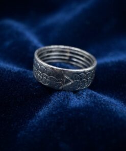 Vintage Silver 925 Wide Band Ring Embossed Circle Pattern UK Size O 3.3g~208