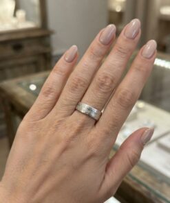 Vintage Silver 925 Wide Band Ring Embossed Circle Pattern UK Size O 3.3g~208