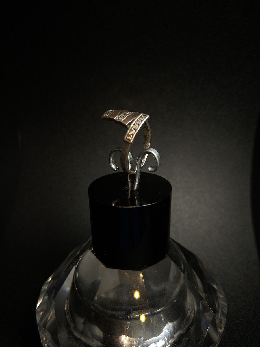 Silver ring with gold plating, size L — 360° view