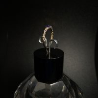 Vintage Sterling Silver Two Lapis Hearts Ring -UK Size O — 360° view