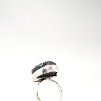 Purple Titanium Druzy 925 Silver Ring Uk size N — 360° view