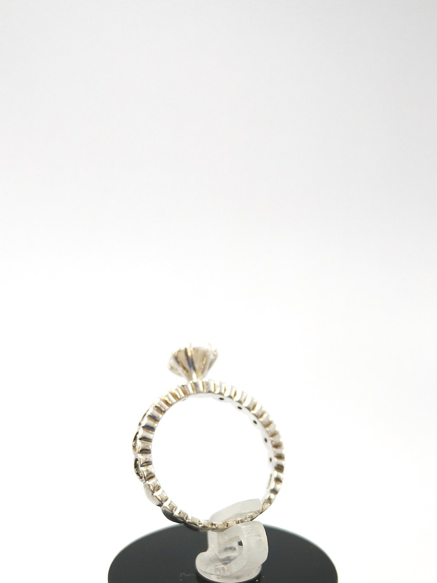 Sterling Silver Hearts Ring with Large Sparkling Cubic Zirconia - Size N — 360° view