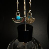 Mexican silver earrings with natural stones — 360° view