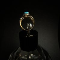 925 Gold On Sterling Silver Turquoise Solitaire Ring -UK Size R1/2 — 360° view